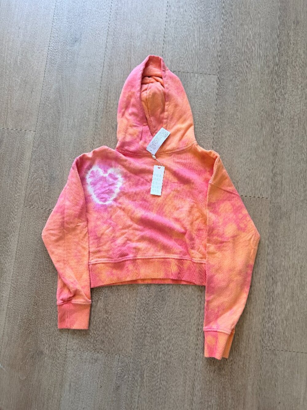 Frankie's Bikinis Burl Cropped Hoodie Sherbet Tie Dye XS NWT